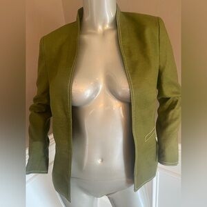 NWT J CREW Linen Blend Olive Green Jacket Sz 2